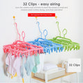 Rotating Cloth Hanger Rack 32 Clips Folding Socks Clothespin Clothes Drying Rack Wardrobe Storage Organizer